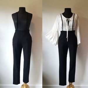 High waisted suspender trousers